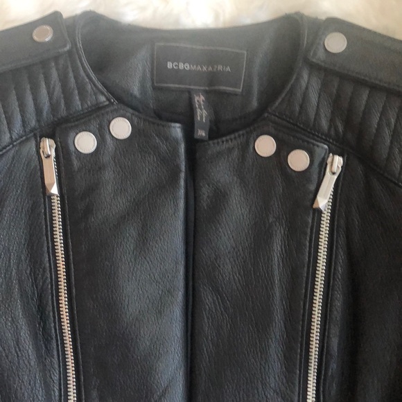 BCBG MAX AZRIA Black Leather Jacket - Picture 2 of 6